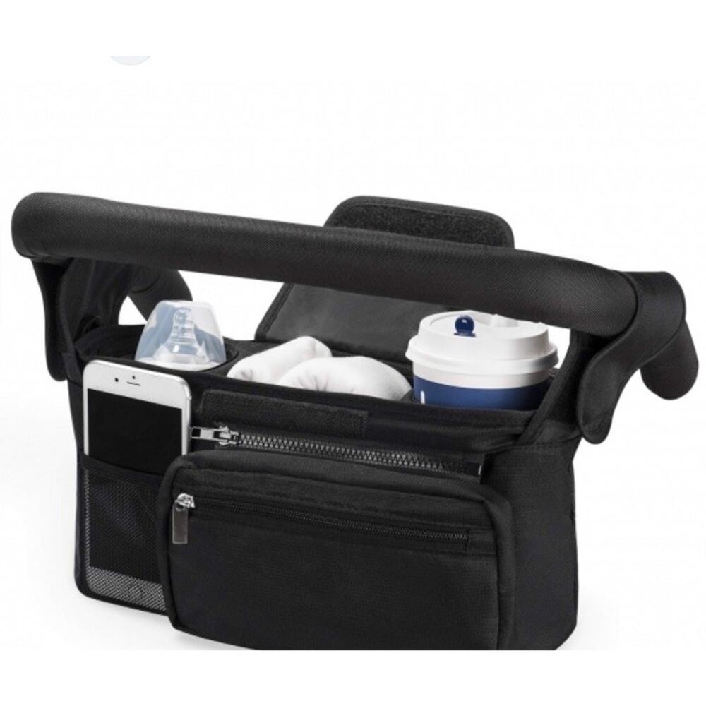 Momcozy Black Insulated Bottle Holder Stroller Organizer Detachable Bag NEW
